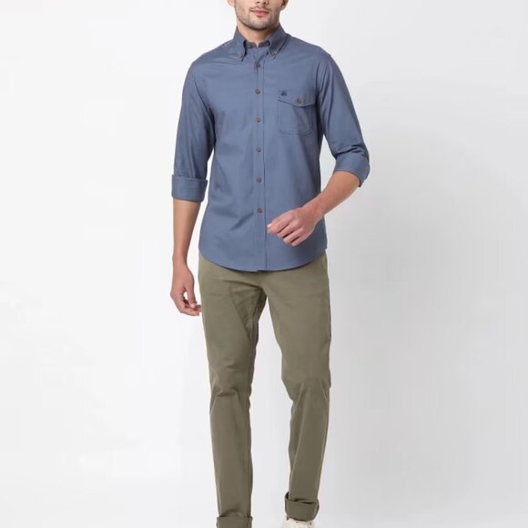 NEW BROOKS BROTHERS Brushed Twill Solid Shirt blue for men 362mn - Picture 5 of 10